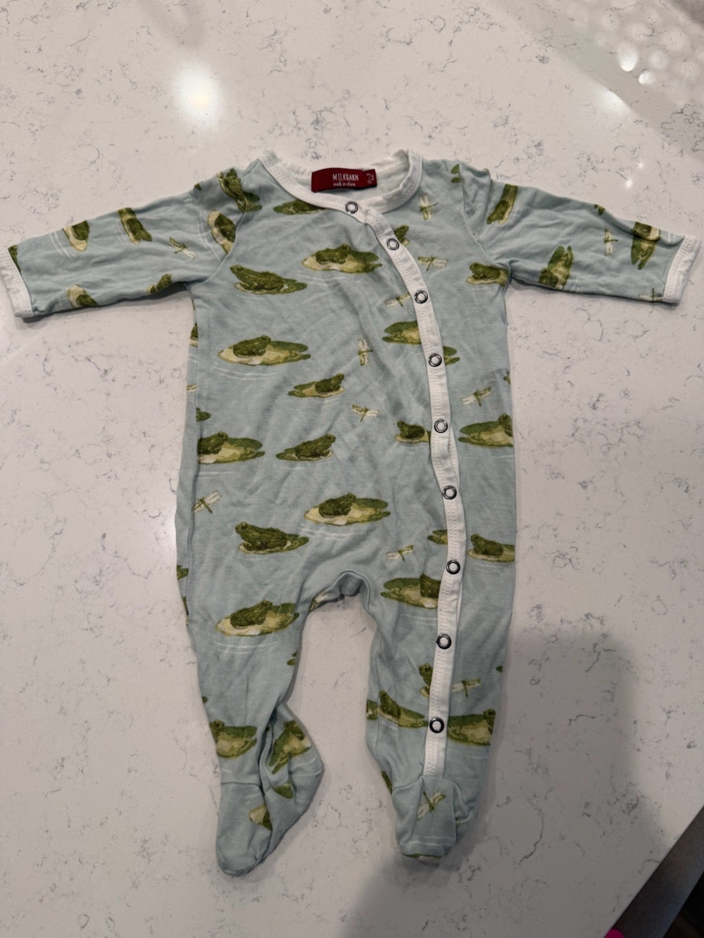 Milkbarn Frog-Print Footed Sleeper